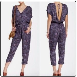 Free People Elegant Black and Purple Jumpsuit
